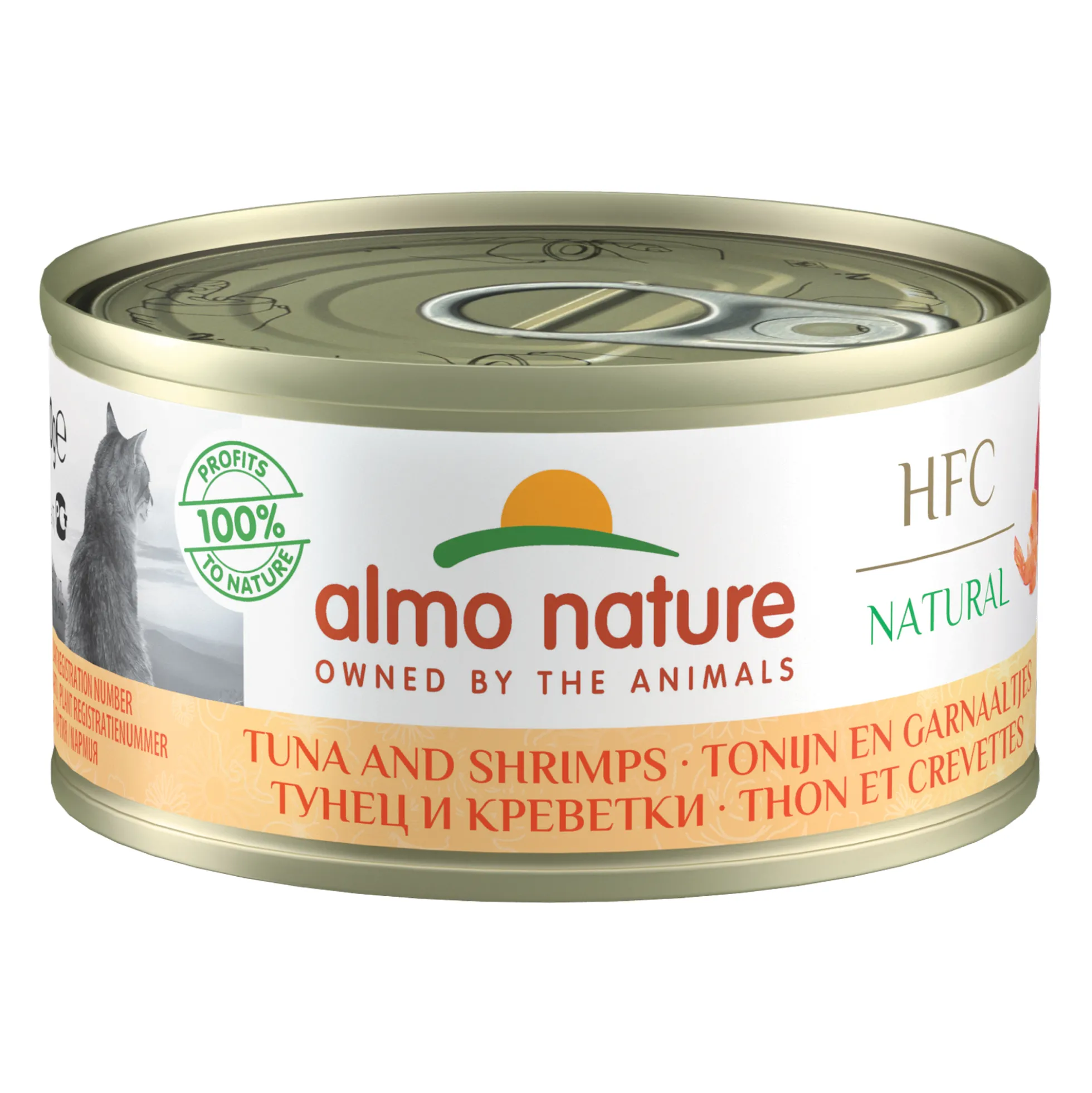 Almo Nature HFC 70 Natural Cibo per Gatti - Lattina - Tonno e Gamberetti