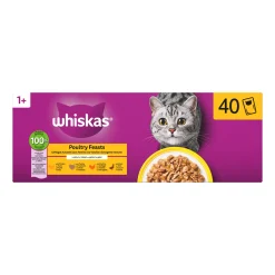 Whiskas 1+ Cibo Umido - Selezione di Pollame in Gelatina